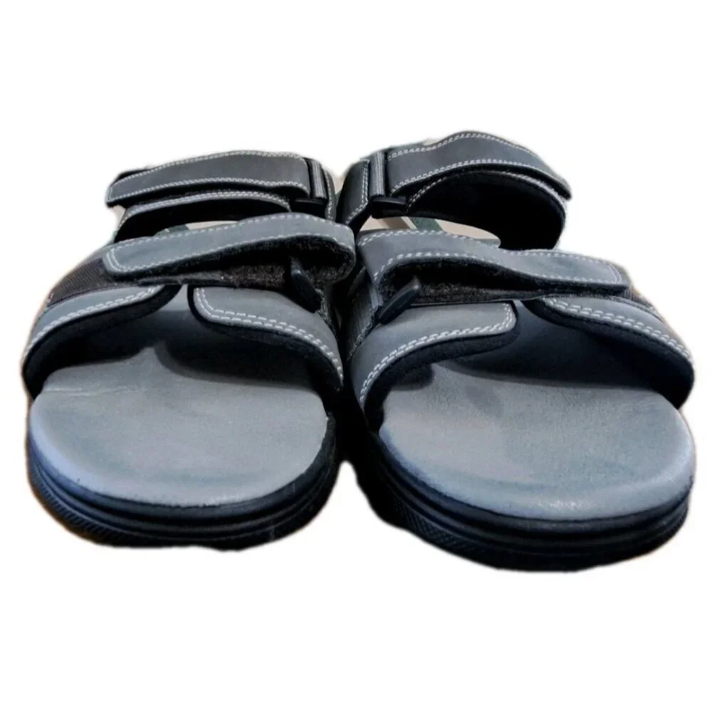 Bruno Marc Mens 14 Gray Outdoor Hook & Loop Sandals New With Flaw